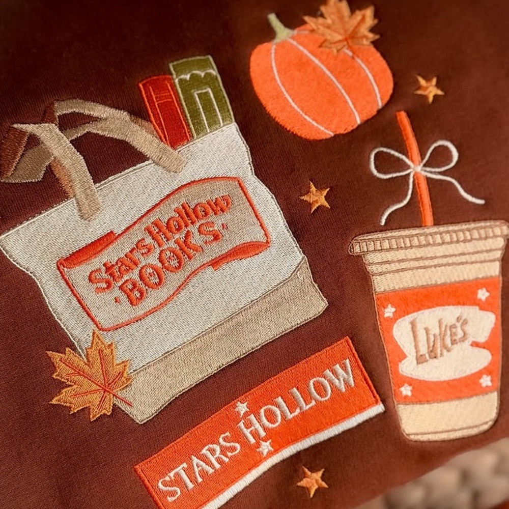 Gilmore Gils Walt’s Waxes crewneck sweatshirt Brown & Orange with embroidery (L)